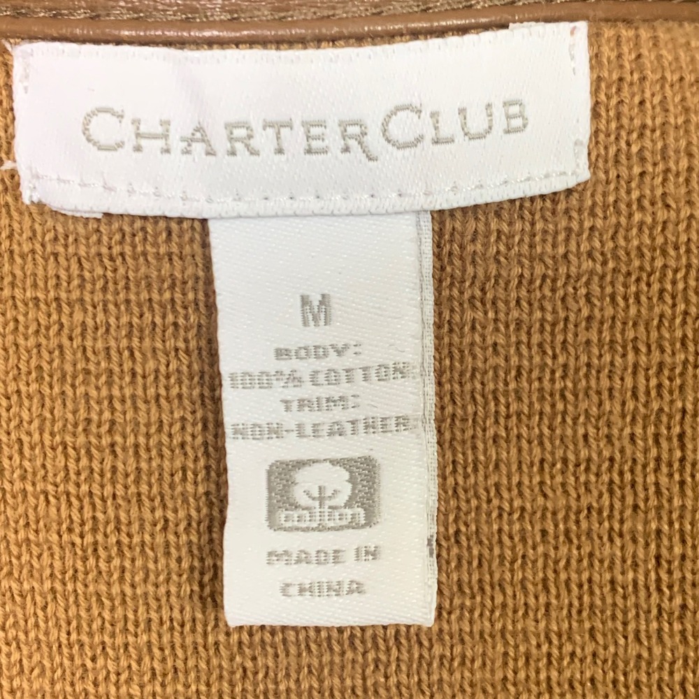Charter Club Colorblock Open Front Cotton‎ Cardigan Camel Grey Black Medium - Picture 4 of 12